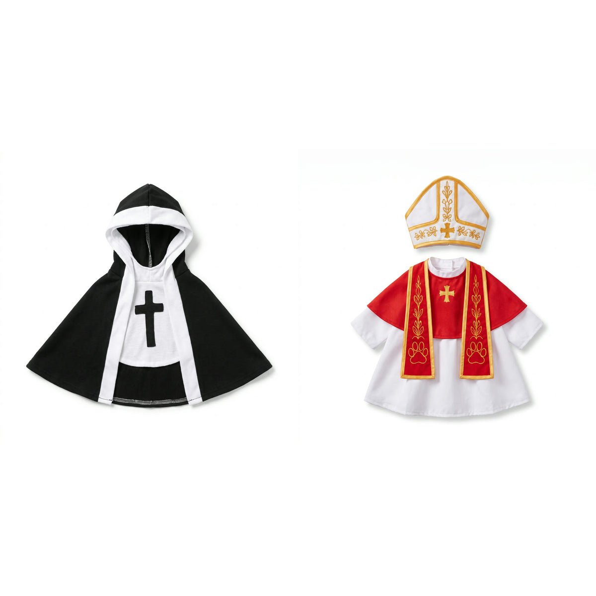 Nun and Pope pet costume set